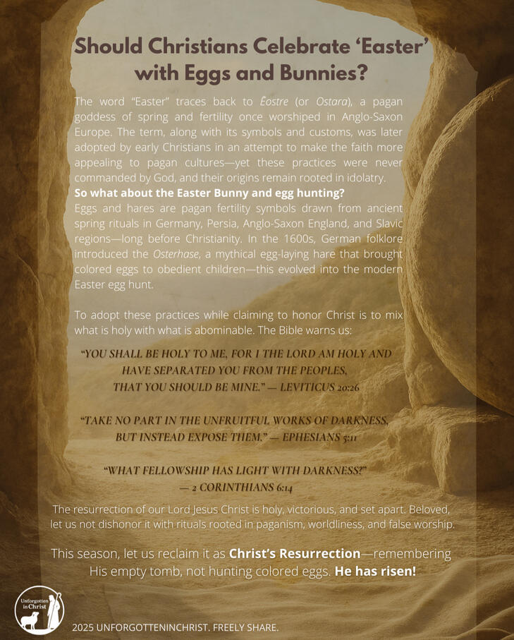 The empty tomb testifies to Christ’s victory—not to pagan rituals.